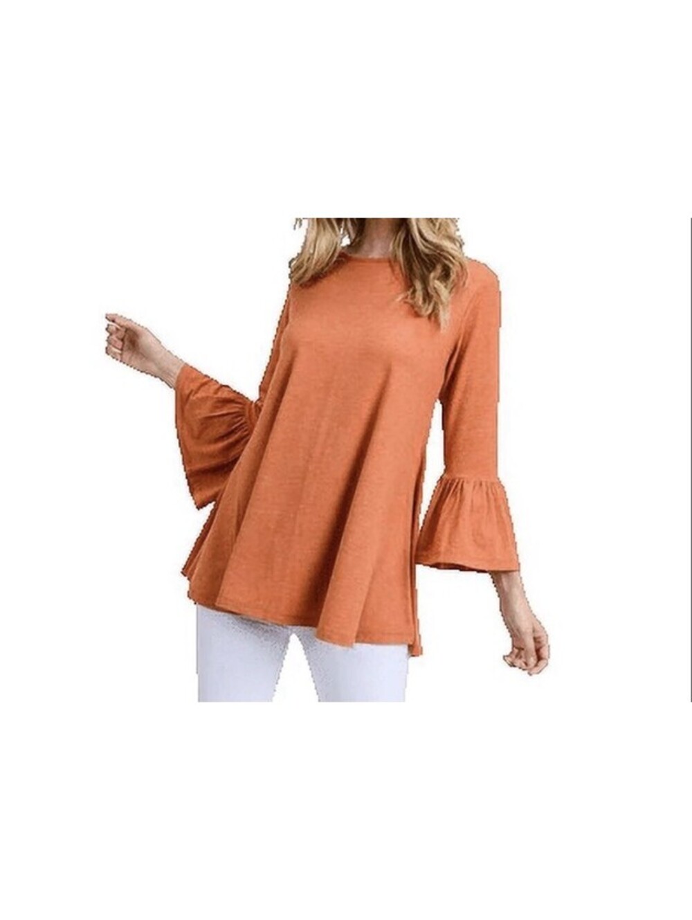 Yelete 2XL New With Tags Rust Orange 3/4 Ruffle Sleeve Tunic Blouse 0020